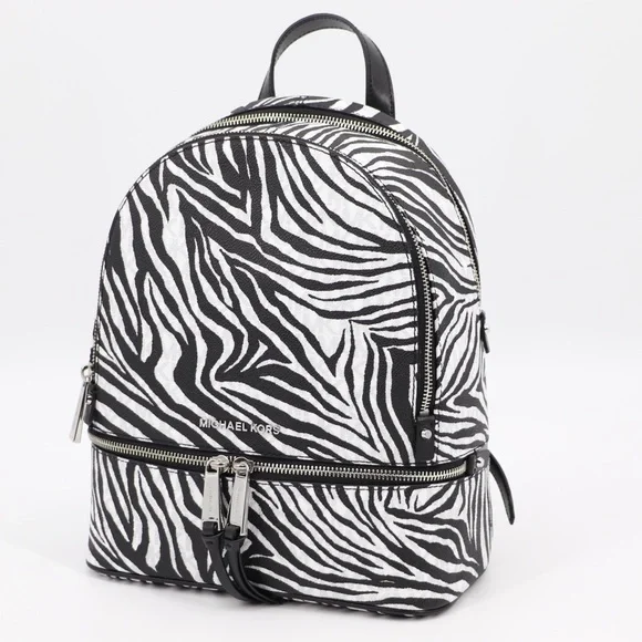 New Michael Kors Rhea Backpack Zebra Print